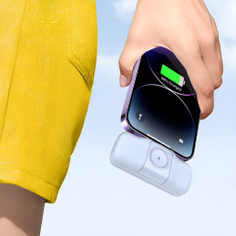 „Wozinsky WF16-YLS“ 5000mAh 15W „Lightning“ mini išorinė baterija su integruotu USB-C laidu ir „Apple Watch“ įkrovikliu ...