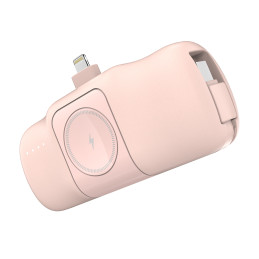 „Wozinsky WF16-YLS“ 5000mAh 15W „Lightning“ mini išorinė baterija su integruotu USB-C laidu ir „Apple Watch“ įkrovikliu ...