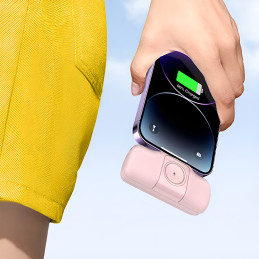 „Wozinsky WF16-YLS“ 5000mAh 15W „Lightning“ mini išorinė baterija su integruotu USB-C laidu ir „Apple Watch“ įkrovikliu ...