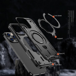 „Hybrid Armor“ madingas dėklas su „MagSafe“, skirtas „iPhone 16 Pro Max“ – juodas