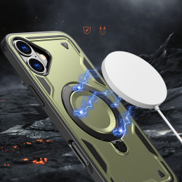 „Hybrid Armor“ madingas dėklas su „MagSafe“, skirtas „iPhone 16“ – žalias