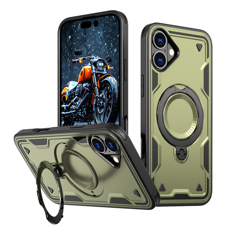 „Hybrid Armor“ madingas dėklas su „MagSafe“, skirtas „iPhone 16 Plus“ – žalias