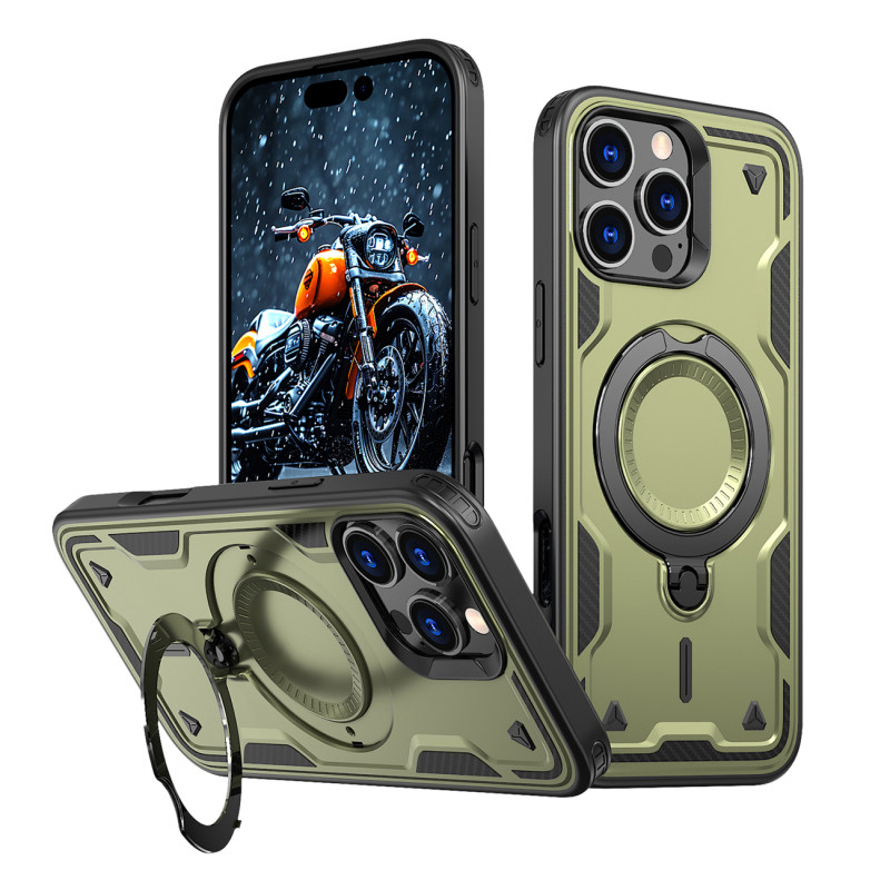 „Hybrid Armor“ madingas dėklas su „MagSafe“, skirtas „iPhone 16 Pro Max“ – žalias