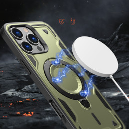 „Hybrid Armor“ madingas dėklas su „MagSafe“, skirtas „iPhone 16 Pro Max“ – žalias