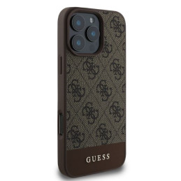 „Guess 4G Bottom Stripe“ dėklas, skirtas „iPhone 16 Pro“ – rudas