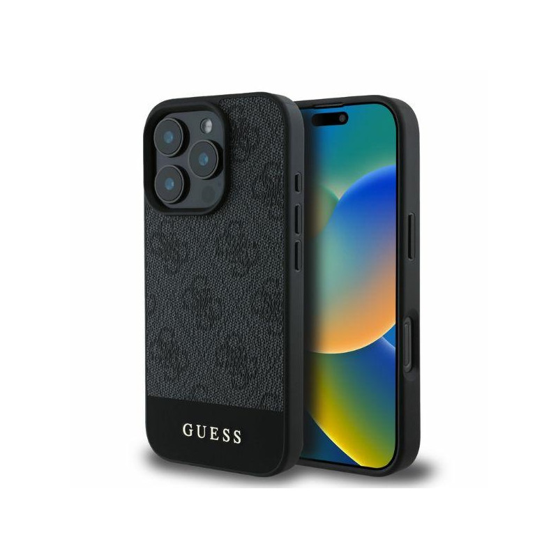 „Guess 4G Bottom Stripe iPhone 16 Pro“ dėklas – pilkas