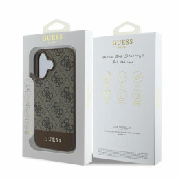„Guess 4G Bottom Stripe“ dėklas, skirtas „iPhone 16“ – rudas