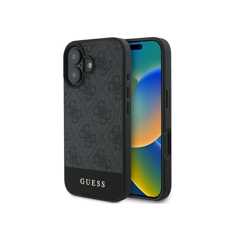 „Guess 4G“ apatinis juostelės formos iPhone 16 dėklas – pilkas
