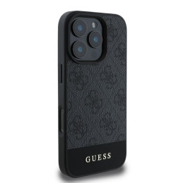 iPhone 16 Pro Max dėklas „Guess 4G Bottom Stripe“ – pilkas