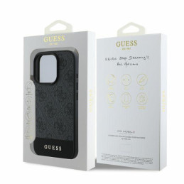 iPhone 16 Pro Max dėklas „Guess 4G Bottom Stripe“ – pilkas