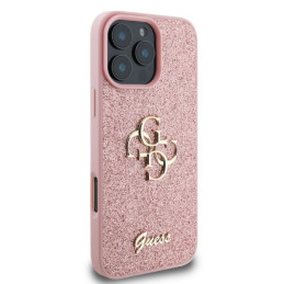„Guess“ fiksuoto blizgučių dizaino „iPhone 16 Pro Max“ dėklas – rožinis