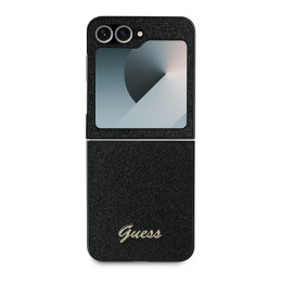 „Guess 4G“ blizgantis „Script“ dėklas, skirtas „Samsung Galaxy Z Flip 6“ – juodas