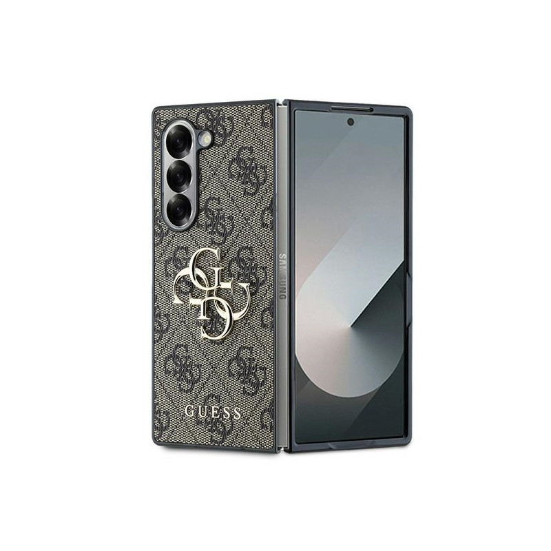 „Guess“ odinis 4G metalinis logotipo dėklas, skirtas „Samsung Galaxy Z Fold 6“ – rudas