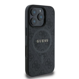 „Guess 4G Ring Classic Logo MagSafe“ dėklas, skirtas „iPhone 16 Pro“ – juodas