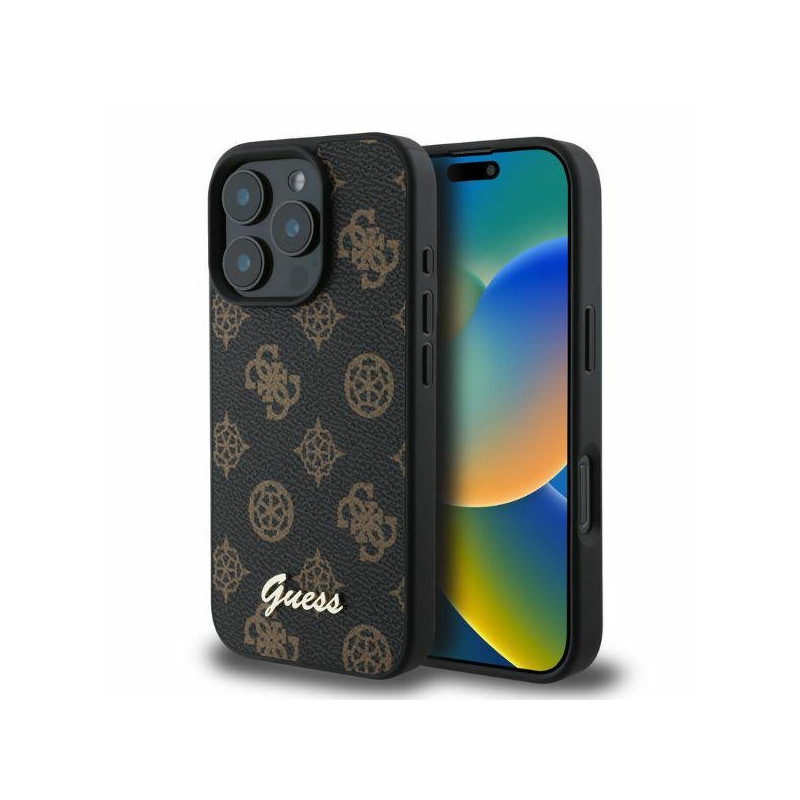 „Guess Peony Script MagSafe iPhone 16 Pro“ dėklas – juodas