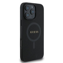 „Guess Saffiano Classic Logo MagSafe iPhone 16 Pro“ dėklas – juodas