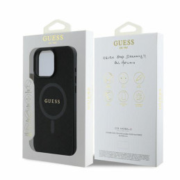 „Guess Saffiano Classic Logo MagSafe iPhone 16 Pro“ dėklas – juodas