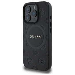 „Guess Saffiano Peony Classic Logo MagSafe iPhone 16 Pro“ dėklas – juodas