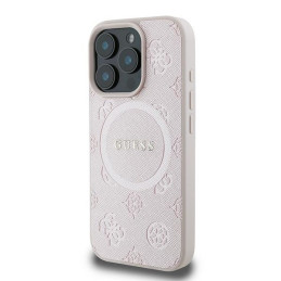 „Guess Saffiano Peony Classic Logo MagSafe iPhone 16 Pro“ dėklas – rožinis