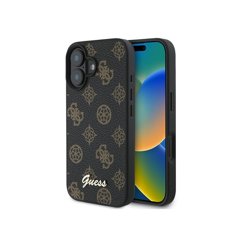 „Guess Peony Script MagSafe iPhone 16 Plus“ dėklas – juodas