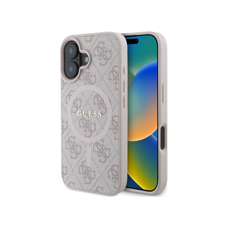„Guess 4G Ring Classic Logo MagSafe iPhone 16“ dėklas – rožinis