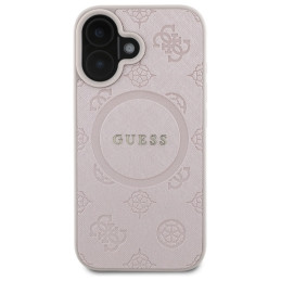 „Guess Saffiano Peony Classic Logo MagSafe iPhone 16“ dėklas – rožinis