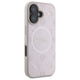 „Guess Saffiano Peony Classic Logo MagSafe iPhone 16“ dėklas – rožinis