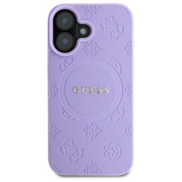 „Guess Saffiano Peony Classic Logo MagSafe iPhone 16“ dėklas – violetinis