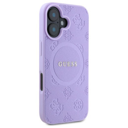 „Guess Saffiano Peony Classic Logo MagSafe iPhone 16“ dėklas – violetinis