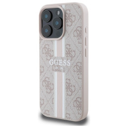 „Guess 4G“ spausdintų juostelių „MagSafe“ dėklas, skirtas „iPhone 16 Pro Max“ – rožinis
