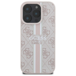 „Guess 4G“ spausdintų juostelių „MagSafe“ dėklas, skirtas „iPhone 16 Pro Max“ – rožinis