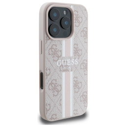 „Guess 4G“ spausdintų juostelių „MagSafe“ dėklas, skirtas „iPhone 16 Pro Max“ – rožinis