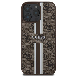 „Guess 4G“ spausdintų juostelių „MagSafe“ dėklas, skirtas „iPhone 16 Pro Max“ – rudas