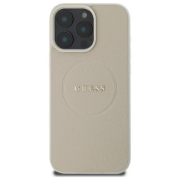 „Guess“ grūdėto aukso spalvos „MagSafe“ dėklas, skirtas „iPhone 16 Pro Max“ – smėlio spalvos