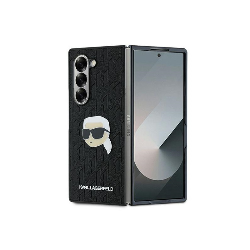 Karl Lagerfeld Saffiano monograminis dėklas, skirtas Samsung Galaxy Z Fold 6 - juodas