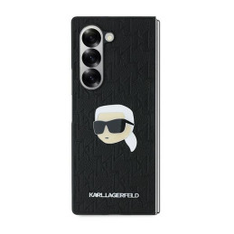 Karl Lagerfeld Saffiano monograminis dėklas, skirtas Samsung Galaxy Z Fold 6 - juodas