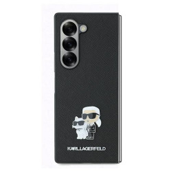 Karl Lagerfeld Saffiano metalinis dėklas, skirtas Samsung Galaxy Z Fold 6 - juodas