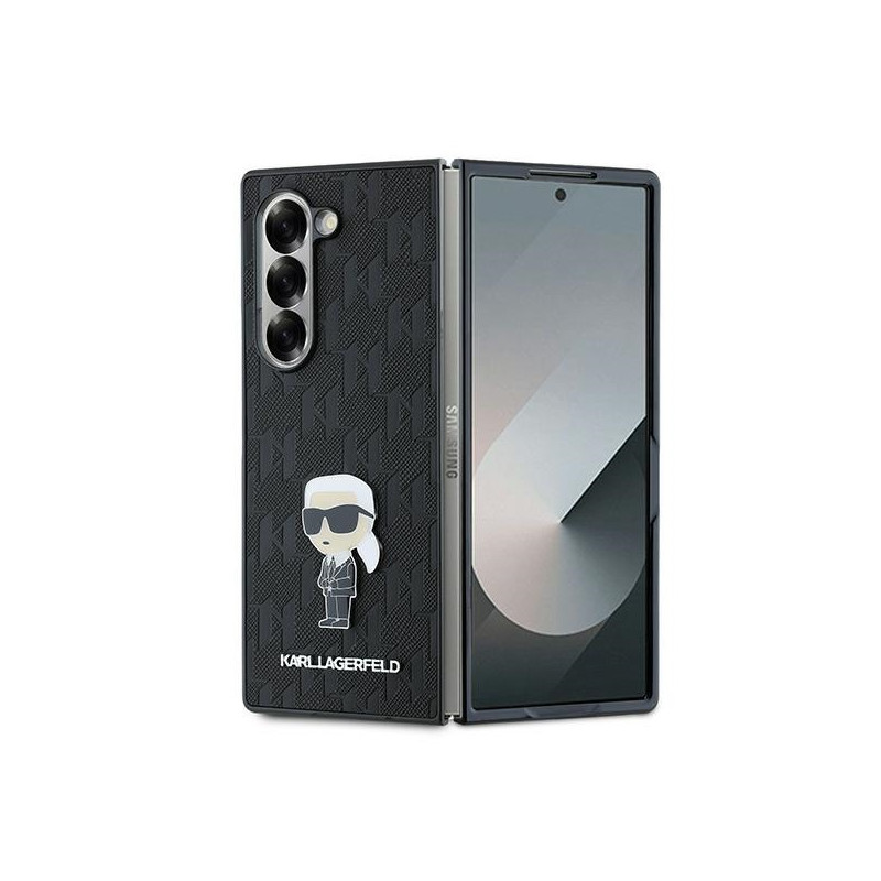 Karl Lagerfeld Saffiano Ikonik Pin dėklas, skirtas Samsung Galaxy Z Fold 6 - juodas