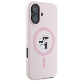 „Karl Lagerfeld“ silikoninis „Karl&Choupette Heads Ring MagSafe“ dėklas, skirtas „iPhone 16 Plus“ – rožinis