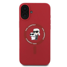 „Karl Lagerfeld“ silikoninis „Karl&Choupette Heads Ring MagSafe“ dėklas, skirtas „iPhone 16 Plus“ – raudonas