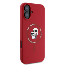 „Karl Lagerfeld“ silikoninis „Karl&Choupette Heads Ring MagSafe“ dėklas, skirtas „iPhone 16 Plus“ – raudonas
