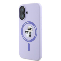 „Karl Lagerfeld“ silikoninis „Karl&Choupette Heads Ring MagSafe“ dėklas, skirtas „iPhone 16 Plus“ – violetinis