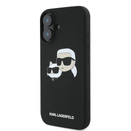 „Karl Lagerfeld“ silikoninis dėklas su galvučių spauda „MagSafe“, skirtas „iPhone 16 Plus“ – juodas