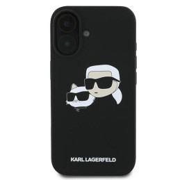 „Karl Lagerfeld“ silikoninis dėklas su galvučių spauda „MagSafe“, skirtas „iPhone 16 Plus“ – juodas