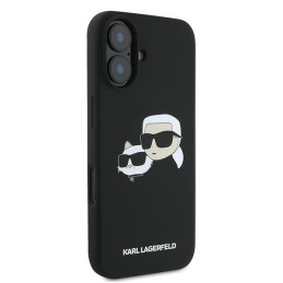 „Karl Lagerfeld“ silikoninis dėklas su galvučių spauda „MagSafe“, skirtas „iPhone 16 Plus“ – juodas