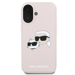 „Karl Lagerfeld“ silikoninis dėklas su galvučių spauda „MagSafe“, skirtas „iPhone 16 Plus“ – rožinis
