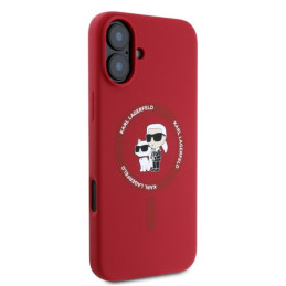 Karl Lagerfeld silikoninis „Karl&Choupette Heads Ring MagSafe iPhone 16“ dėklas – raudonas