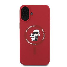 Karl Lagerfeld silikoninis „Karl&Choupette Heads Ring MagSafe iPhone 16“ dėklas – raudonas