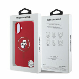 Karl Lagerfeld silikoninis „Karl&Choupette Heads Ring MagSafe iPhone 16“ dėklas – raudonas