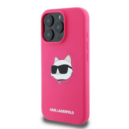 Karl Lagerfeld silikoninis „MagSafe iPhone 16 Pro Max“ dėklas su „Choupette Head“ raštu – fuksijos spalvos